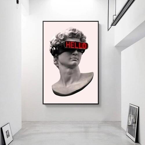 David Sculpture with VR Glasses Canvas Paintings Abstract David Posters and Prints Wall Art Pictures for Living Room Home Decor