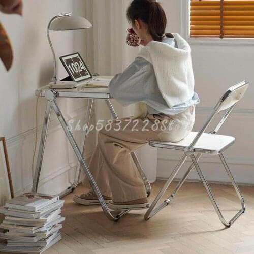 Ins Net Red Retro Dining Chair Family Study Chair Restaurant Furniture Modern Simple Makeup Stool Transparent Folding Chair
