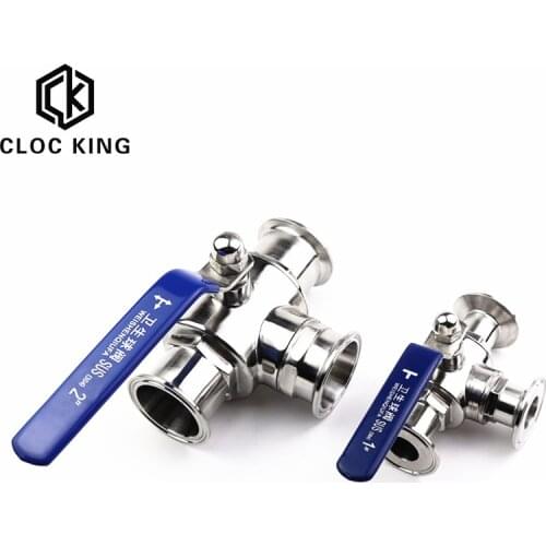Pipe OD 19mm 3/4” SS304 Stainless Steel Sanitary 3 Way Ball Valve T Port Ferrule Type Fit 1.5" 50.5mm Tri Clamp