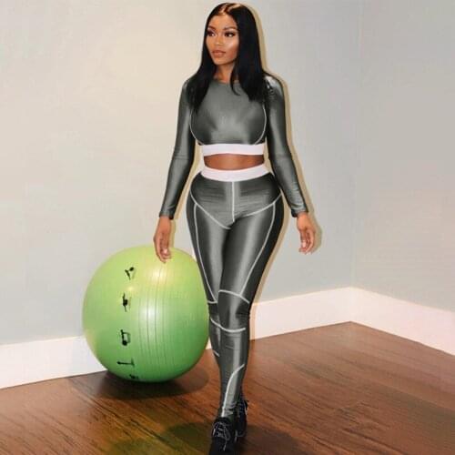 Women Yoga Set 2 piece Crop Top and Leggings Sports Gym Clothes Fitness Tracksuit Workout Set Femme