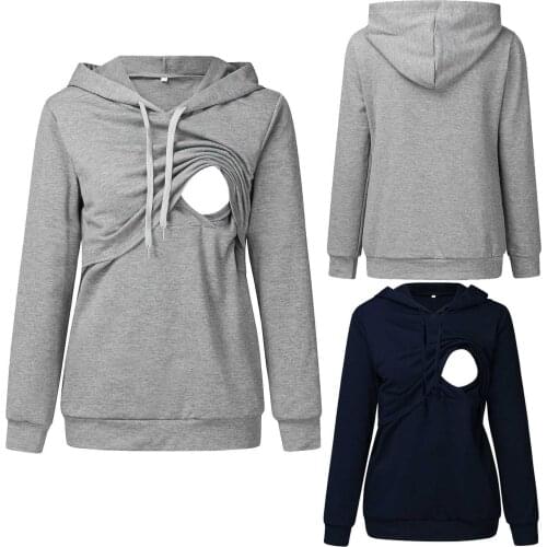 Winter Maternity Clothes Pregnancy Women Maternity Long Sleeves Hooded Clothes Autumn Casual Blouse Blusas De Lactancia Materna