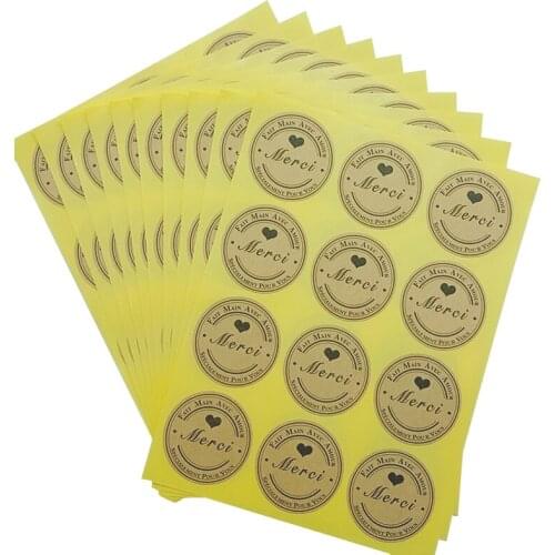 120pcs/Lot Round Black Merci Adhesive Sealing Gift Package Stickers