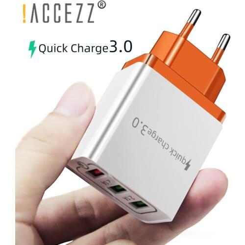 !ACCEZZ 18W 3 Port USB Charger Quick Charging 3.0 5V 3A For iphone 8 X Fast Charge For Samsung S8 Xiaomi Mobile Phone EU Adapter