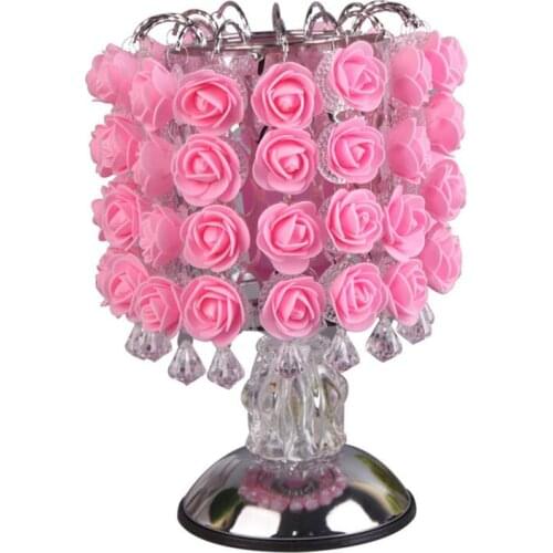 Fragrance Lamp Tree Light Rose Flower Table Lamp Home Decoration Lights with LEDs for Home Party Wedding with EU Plug (Pink)