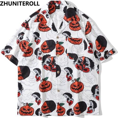 2021 Shirts Blouse Gothic Pumpkin Joker Print Summer Hip Hop Stretewear Casual Harajuku Hawaiian Beach Short Sleeve Shirts Tops