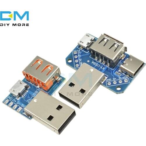 DC 5V 2.54mm Type-C USB Converter Standard USB Female to Male to Micro USB to 4P Interface Converter Terminal Adapter Board