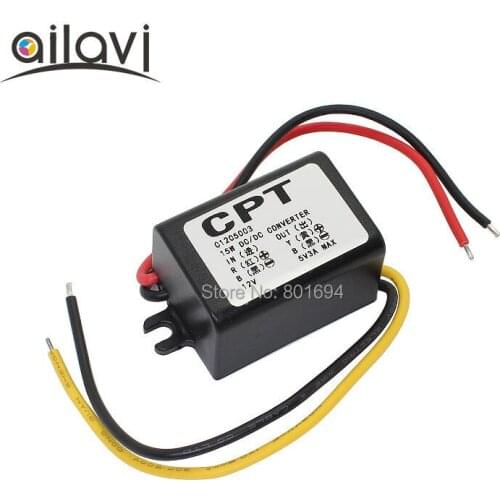 DC-DC 8-23V Car Power Converter Step-down Power Supply CPT Waterproof Module 12VTurn5V 3A Pouring tape protection15W