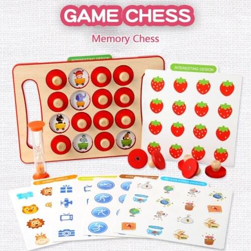 Childrens Wooden Matching Game Toys Memory Game Chess Fun Blocks Board Game Early Educational Color Cognitive Ability Toys