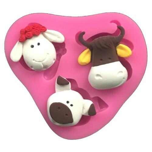 Ffree shipping Thtee Animal Baking Fondant candy cake mold liquid silicone mold handspring