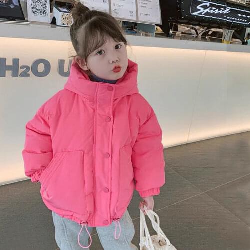 Girls' cotton clothes 2021 new childrens Korean thickened girls' cartoon Plush medium and long winter coat