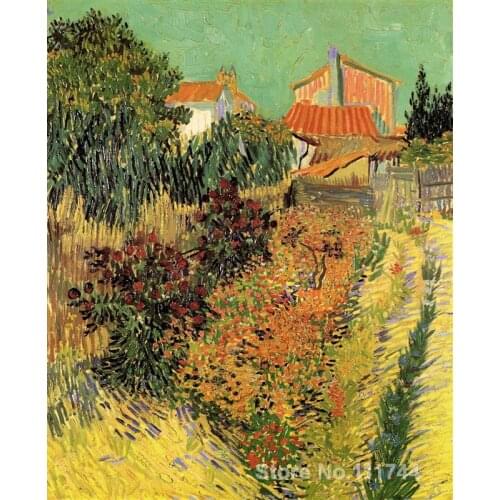 Impressionist painting Garden Behind a House Vincent Van Gogh art home decor Handmade High quality