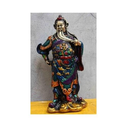 De China Folk blanco Copper Silver pintado guerrero estatua copper decoration bronze factory Pure Brass