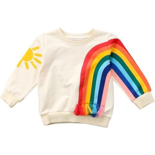 Pudcoco cool toddler Baby Kid Girl Coats Rainbow Sunshine print Shirt autumn Clothes long sleeve Jackets Coats for baby girls