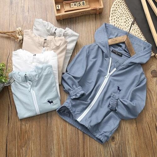 BBD Toddler Coat Parent-Child Outfit Summer Spring Cotton Linen Thin Hooded Zipper Sports Jacket High Quality Fashion Clothes