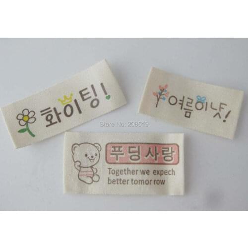LCNNG 100 pieces cotton labels for clothes/hats decoration Printed Korea Fashion Labels garment accessories