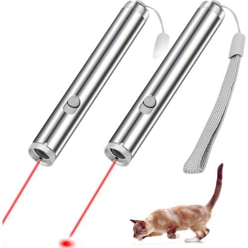 Metal Interactive Laser Teasing Cat Toy Stink Two In One Stainless Steel Laser Interactive Pet Toys Supplies 11.7*1.5cm