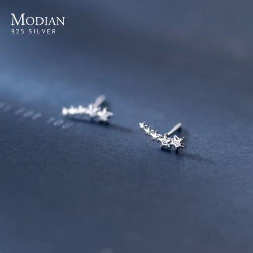Modian New Authentic 925 Sterling Silver Shining CZ Elegant Long Star Stud Earring for Women Fashion Ear Pin Fine Jewelry Bijoux