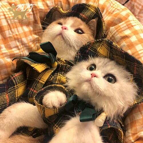 Fashionable Cat Clothes,Including Hat,Tee Plaid Shirts for Small Medium Dogs Cat,Cat Sccessories-Dropshipping Center #Jinny-JJ38