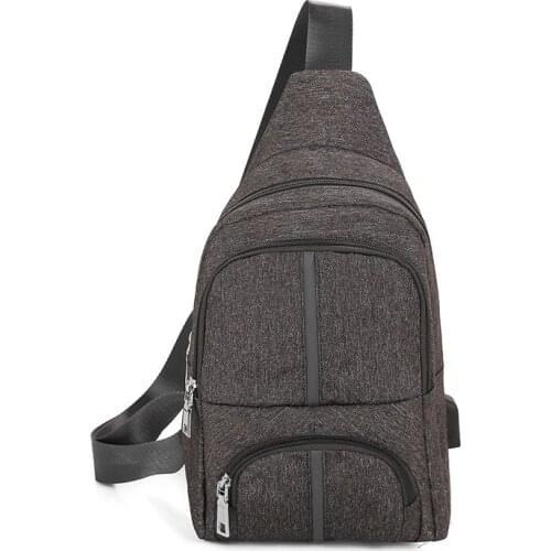 5PCS / LOT New Chest Pack for Men Casual Single Shoulder Bags Fashion USB Charging Male Small Chest Bag for Business