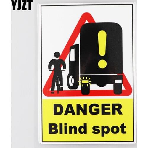 YJZT 8.9CM×13.3CM Danger Blind Spot Warning Waterproof Car Sticker PVC Decal 12C-0487