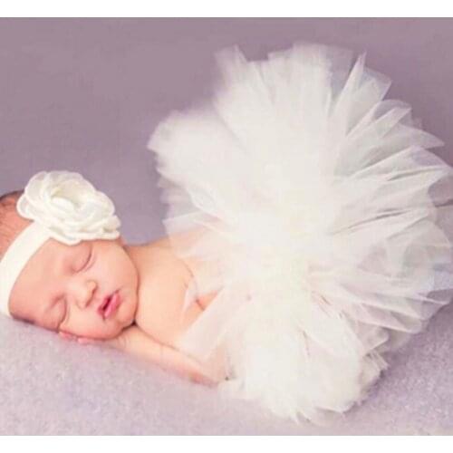 Newborn Photography Props Cute Princess Infant Costume Outfit with Flower Headband Baby Girl Summer Dress Red / white / black