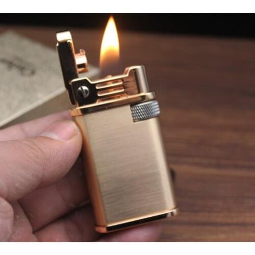 Retro Trench Copper Flint Lighter Brass Metal Flint Gadgets Kerosene Oil Gasoline Lighter Gas Grinding Wheel Cigarette Cigar Men