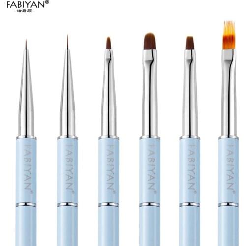 Detachable Nail Art Brush Gradient Liner Flat Round Painting Flower Drawing French Pen UV Gel 3D Design Manicure Tools 6 Styles