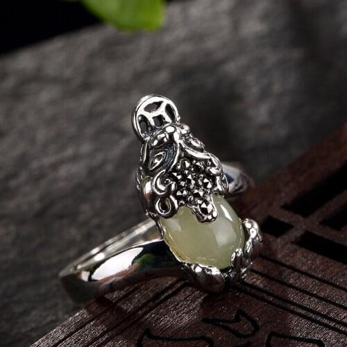 Silver S925 Pure Silver Brave, Natural, Hetian Jade White Jade, Silver, High-grade Silver Lady Rings, Wholesale Rings