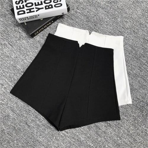 Summer White Black Stretch Suit Shorts Women Mini Short High Waist Shorts Femme Hotpants Elegant Wide Leg Shorts Side zipper XXL