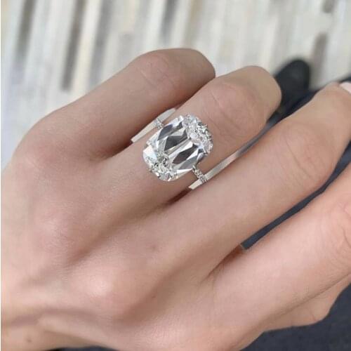 Sparkling Female Promise ring finger 925 Sterling silver Square 5ct diamond Wedding Rings for women Bridal Jewelry gift