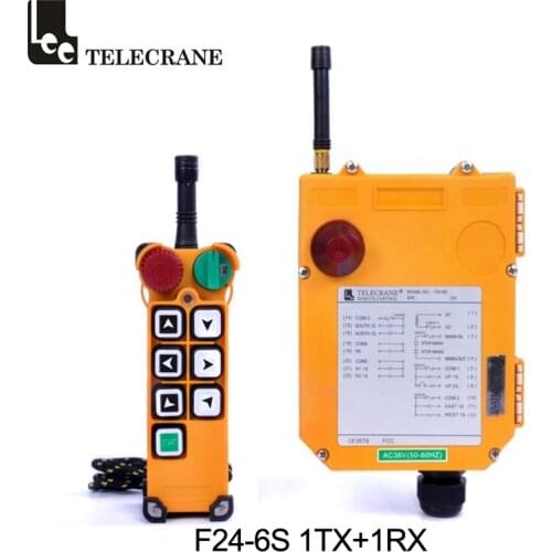 Telecrane F24-6S single speed push buttons hoist crane industrial wireless remote control with mushroom emergency stop