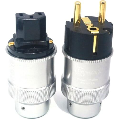 Pair Hi-End Krell Gold Plated EU Power Plug IEC Audio Connector HiFi AC Power Cord Plugs For Audiophile DIY Mains Cable