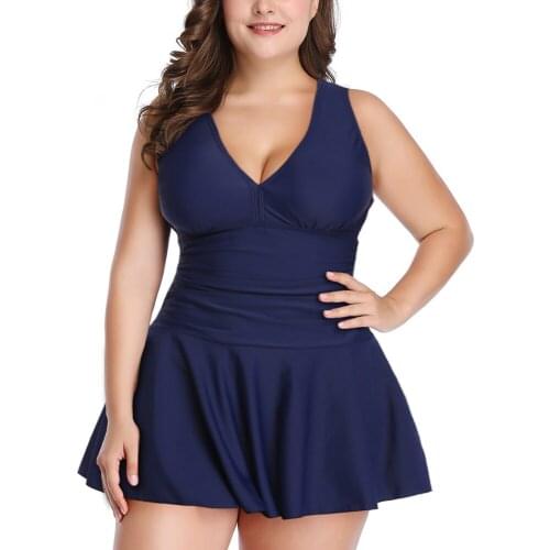 Women Bikini Plus Size Swimwear 2021 Push up Swimsuit V-neck Black Blue Floral Two Piece Bathing Suit Large Swim dress