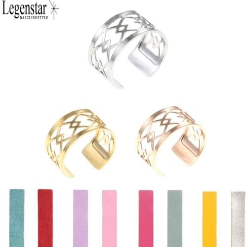 Legenstar Creative Geometric Rings For Women Stainless Steel Resizable Bijoux DIY Reversible Leather Ring Bague Femme 2019
