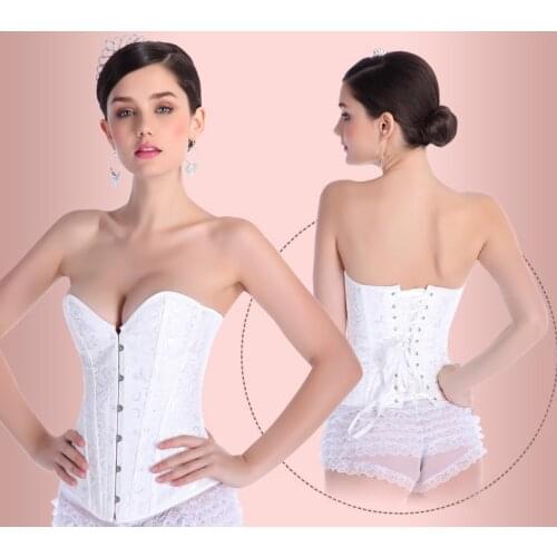 Women Wedding Dress Women Corset Sexy Slim Burlesque Body Shaper Strapless Overbust Boned Lace upCorset Bustier Overbust Corset