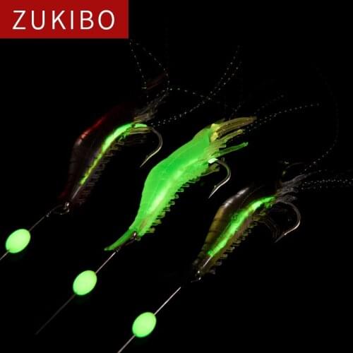 ZUKIBO Rubber Fishing Lures Luminous Shrimp Lures 90MM 8.5G Soft Lures Artificial Baits Jig Wobbler Fishing Carp Fishing Tackle