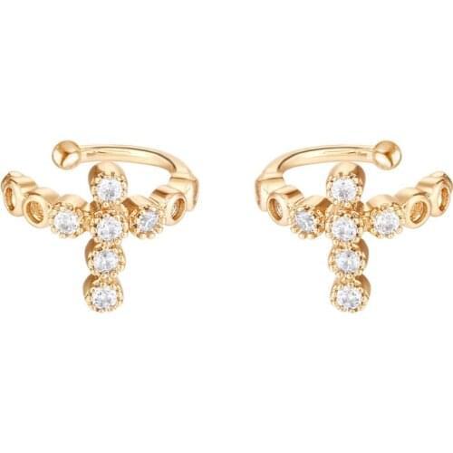 1 Pair Zircon Ear Cuff Gold Silver Color Ear Cuffs for Women Butterfly Clips on Earrings Cross Moon Non Pierced Earrings Earcuff