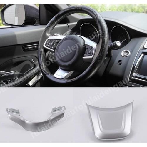 1pcs For Jaguar E-PACE 2018-2019 Carbon fiber ABS Chrome Steering Wheel Button Frame Cover trim Car Accessories