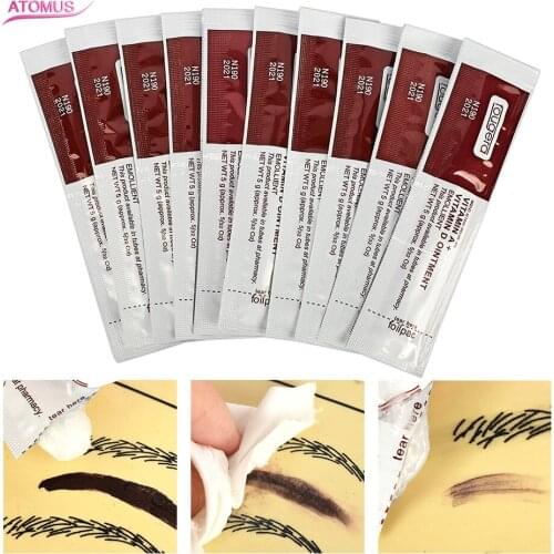 10pcs/pack A+D Vitamin Ointment Tattoo Aftercare Cream Gold Packaging Eyebrow Lips Supplies Permanent Markup Repair Tattoo Tool