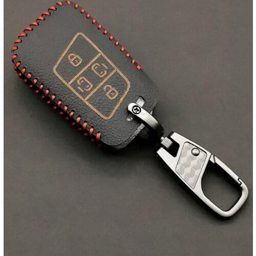 100% Leather Key Case Fob Shell Cover For Volkswagen VW Tiguan Passat Golf Alltrack 2018 2019 2020 4 Buttons Remote Skin Pocket