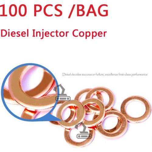 100pcs Universal Copper Diesel Injector washer Seal Assortment set common rail injector repair kits