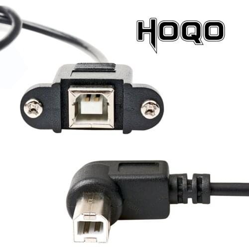 30cm 1m 1ft 90 USB 2.0 Elbow B Male to Female Cable USB Type B Wire Socket Printer Panel Mount Extension Cable lock Connector