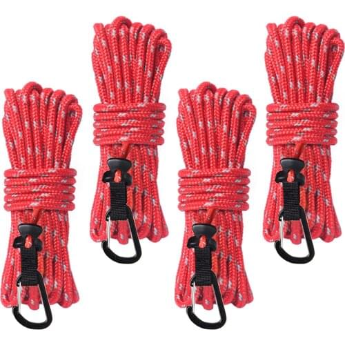 4pcs 4X4Mm Tent Accessories High-strength Reflective Wind Rope Outdoor Camping With plastic adjusting buckle