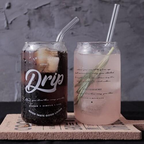 400ML Heat-resistant Glass Cup For Milk Juice Water Tea Cup Letter Printed Coffee Cup Transparency Beer Glass Whiskey Glass
