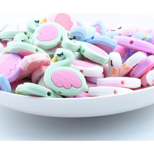 5PCS Silicone Teether Mini Beads Baby Teething Swan Beads Baby Nursing Accessories Mini Cloud Newborn Gift