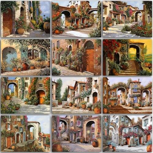 5D DIY Diamond Painting Kit Paint City landscape farm scenery flower village Full Square&Round embroidery mosaic Cross stitch