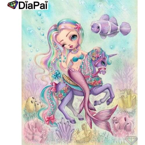 DIAPAI 5D DIY Diamond Painting 100% Full Square/Round Drill "Cartoon girl horse" Diamond Embroidery Cross Stitch 3D Decor A21710