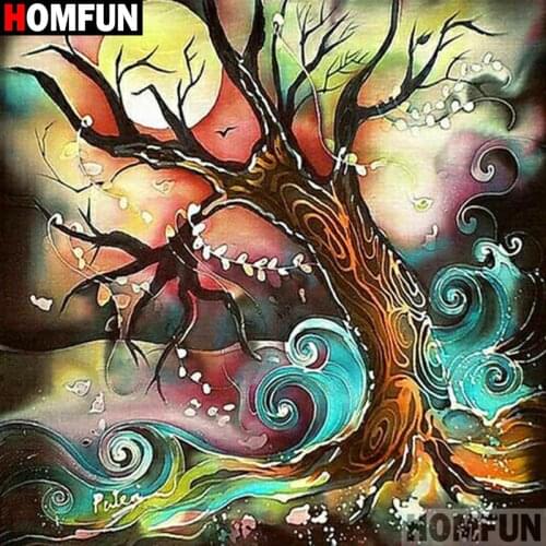 HOMFUN Full Square/Round Drill 5D DIY Diamond Painting "Tree scenery" 3D Diamond Embroidery Cross Stitch Home Decor A19768