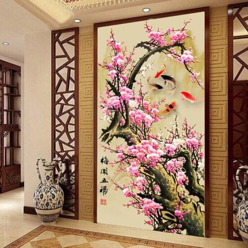 DIY 5D Sale Diamond Embroidery, Diamond Mosaic, Special Shaped, Full, Plum Flower, Diamond Painting, Cross Stitch, Decoration