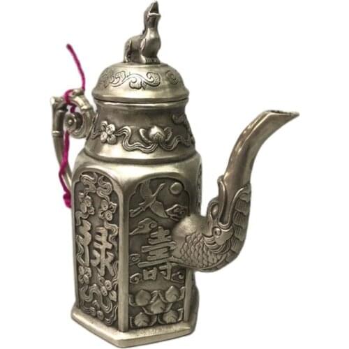 Antique bronzes, white copper fulshou pot ornaments, ornaments and home decoration collections